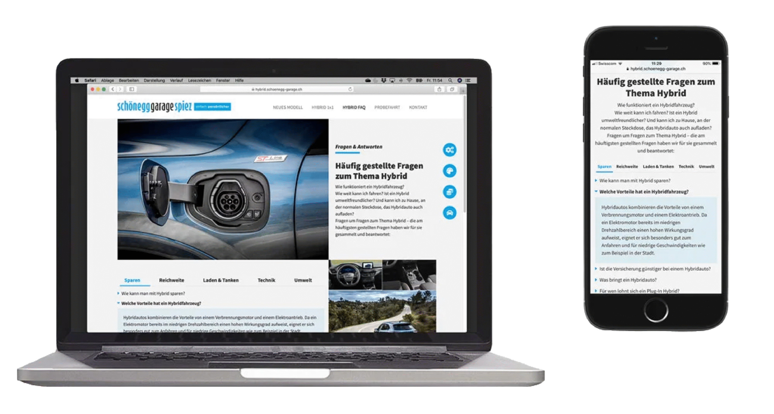 Eine Website, die auf einer Desktop- und einer Mobilansicht wiedergegeben wird.