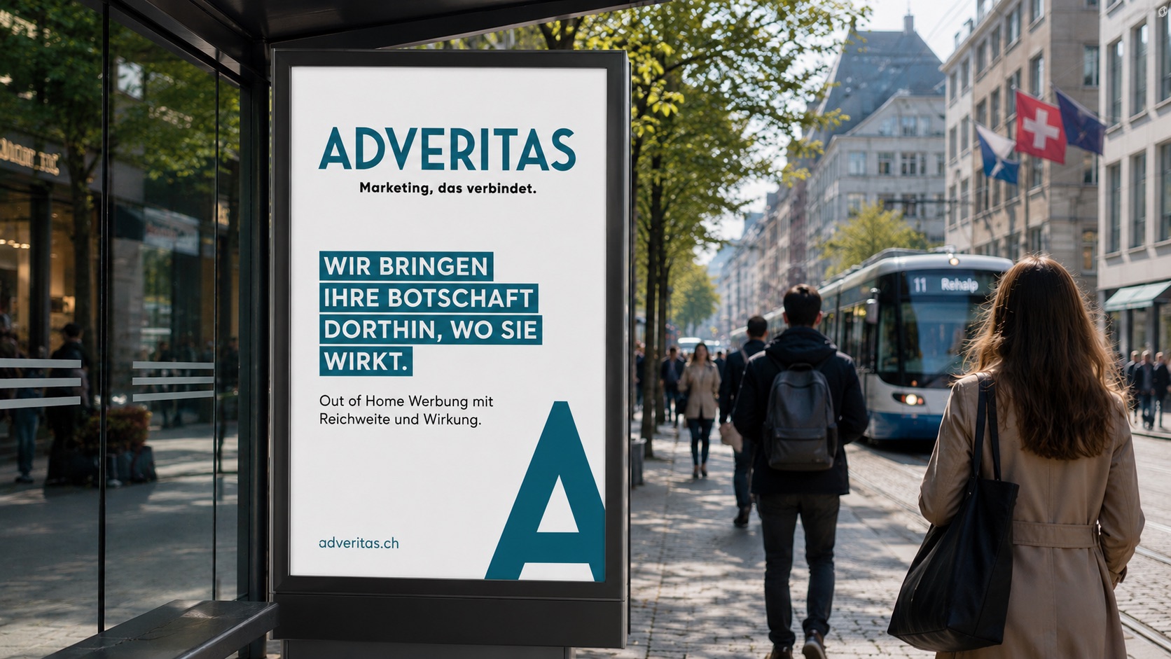 OOH-Werbebanner von Adveritas an der Bushaltestelle